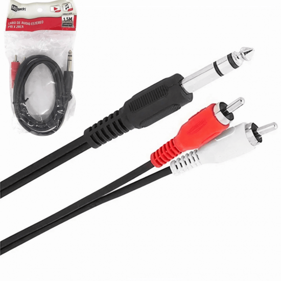 10 Cabos P10 Stereo Para 2 Plug Rca Audio