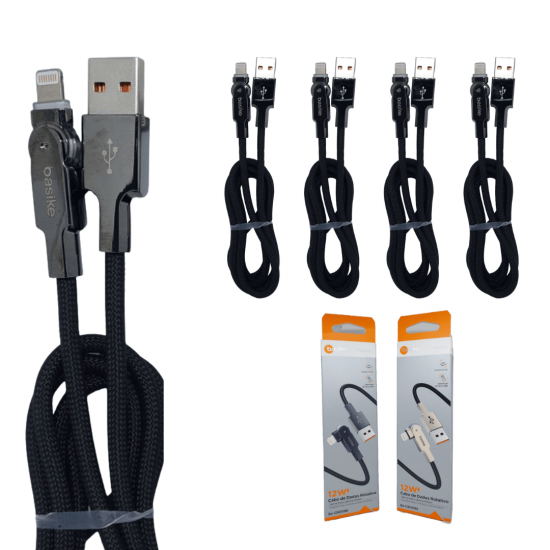 10 Cabos usb de carregamento de 180 graus lightning super rápido iphone turbo