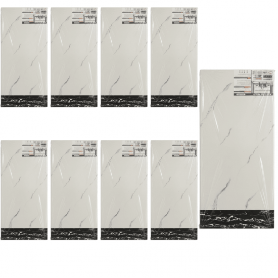 10 PCS Placas Adesivas Mármore branco Parede Autocolante 3D Porcelanato 40 cm x 90 cm Cobrindo 3.6m²