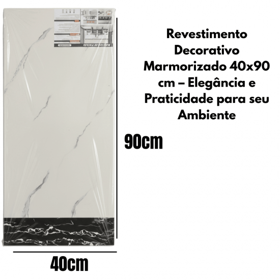 10 PCS Placas Adesivas Mármore branco Parede Autocolante 3D Porcelanato 40 cm x 90 cm Cobrindo 3.6m²