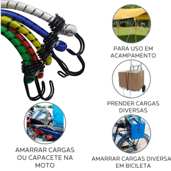 10 peças Elástico Bagageiro Extensor Gancho Ponta Plástico