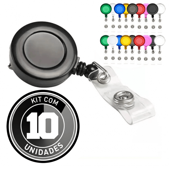 10 peças Porta Crachá Retrátil Roller Clip