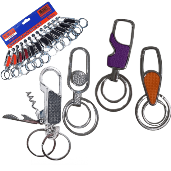 12 Chaveiros de metal Argola Dupla Resistente Organizador De Chaves