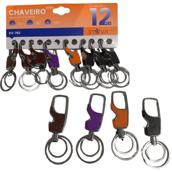 12 Chaveiros de metal Argola Dupla Resistente Organizador De Chaves