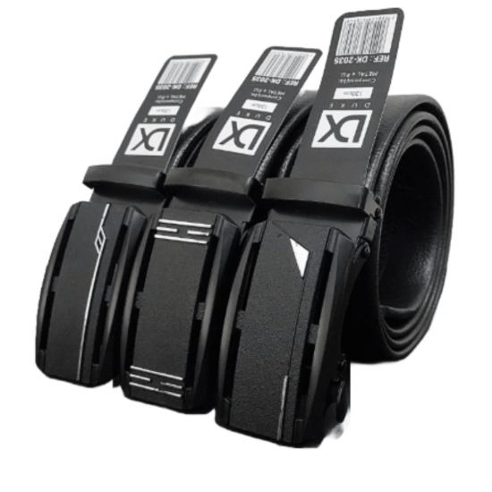 2 Cinto Social Masculino Em Couro Sintetico Com Fivela Modelo Catraca