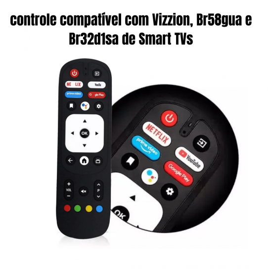 2 Controles Remoto Para Smart Tv Vizzion 4K Android Br58gua Br32d1sa