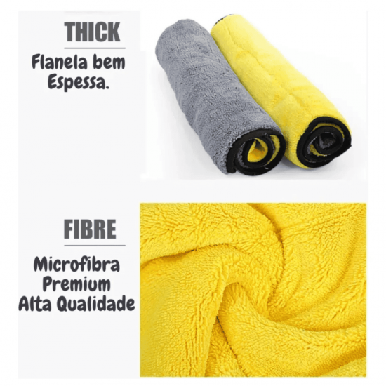 2 Flanelas Toalha Pano Microfibra Dupla Face