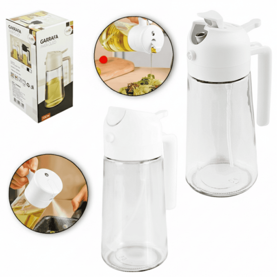 2 Portas Azeite de Vidro Azeiteiro Galheteiro 2 em 1 Spray Pulverizador