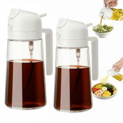 2 Portas Azeite de Vidro Azeiteiro Galheteiro 2 em 1 Spray Pulverizador