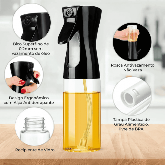 2 Spray de VIDRO Borrifador Pulverizador Porta Azeite Vinagre Óleos Galheteiro Chef Cozinha