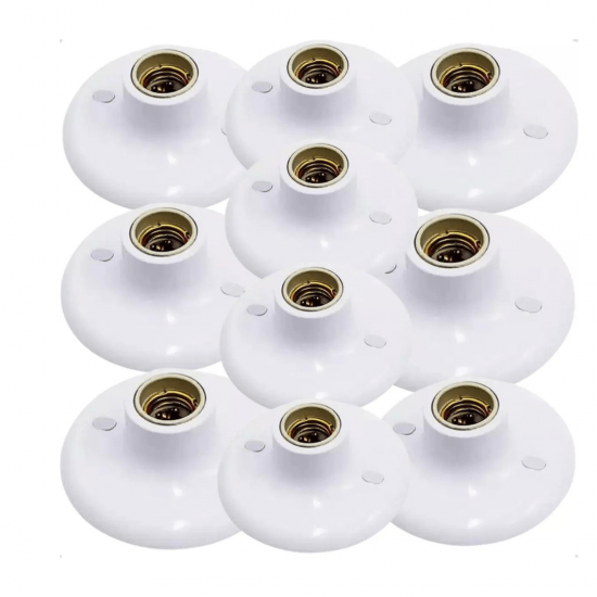 Kit 10 Luminárias Plafonier Plafon Redondo Lâmpada Teto E27 Soquete Bocal Bivolt