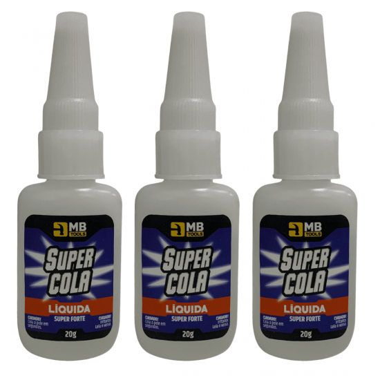 3 Colas Instantânea 20g / Unha Para Postiça/Fibra e Pedrarias Bico Fino / Fácil Aplicação / Super Forte