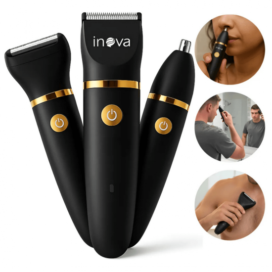 3 Em 1 Aparador de pelos Masculino e Feminino Máquina de cortar cabelo com À Prova D'Água e Base para Áreas Íntimas