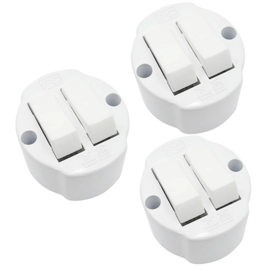 3 Interruptores Com 2 Teclas De Sobrepor redondo