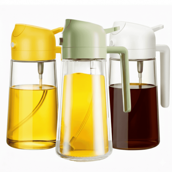 3 Porta Azeite de Vidro Azeiteiro Galheteiro 2 em 1 Spray Pulverizador