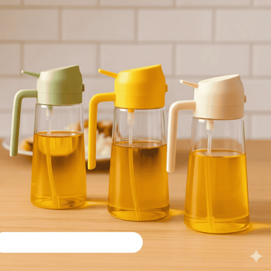 3 Porta Azeite de Vidro Azeiteiro Galheteiro 2 em 1 Spray Pulverizador