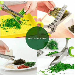 Tesoura para cozinha-Cortar, Picar Legumes, Verdura e Ervas-5 Lâminas Inox