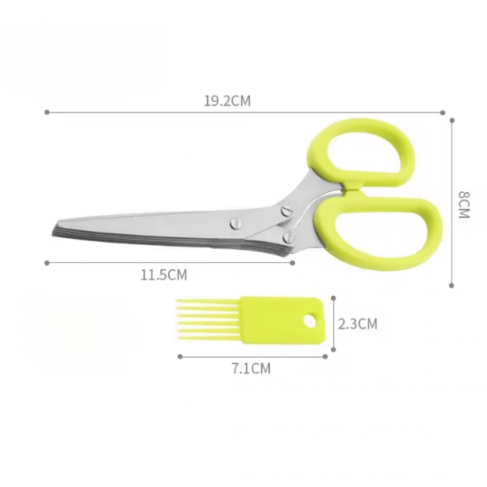 Tesoura para cozinha-Cortar, Picar Legumes, Verdura e Ervas-5 Lâminas Inox