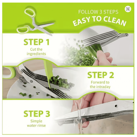 Tesoura para cozinha-Cortar, Picar Legumes, Verdura e Ervas-5 Lâminas Inox