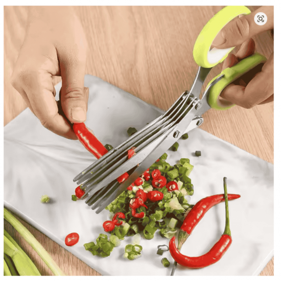 Tesoura para cozinha-Cortar, Picar Legumes, Verdura e Ervas-5 Lâminas Inox