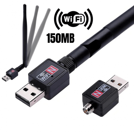 Adaptador de Wi-Fi Mini USB para PC, Cartão de Rede Sem Fios, Dongle LAN com Antena para Windows