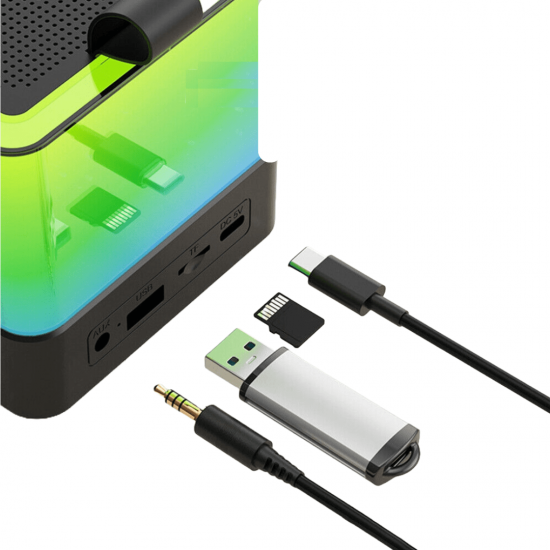 Alto-falante Bluetooth Karaoke com Microfone Luzes LED Alto-falante de alta fidelidade recarregável
