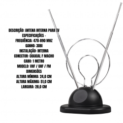 Antena interna digital tv hdtv dtv