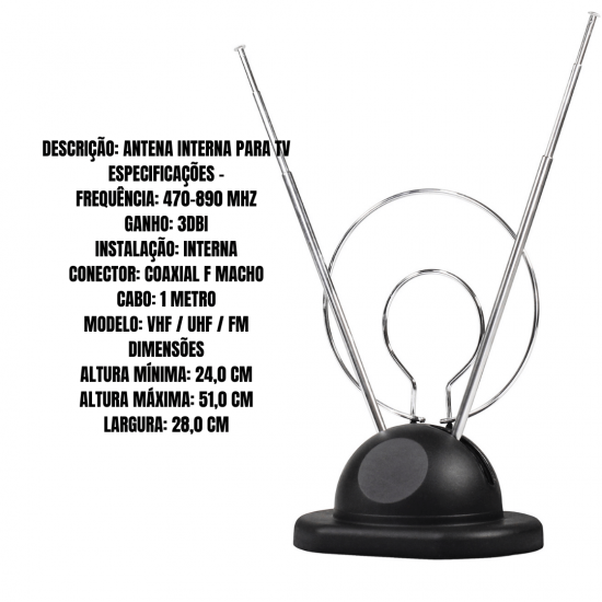 Antena interna digital tv hdtv dtv
