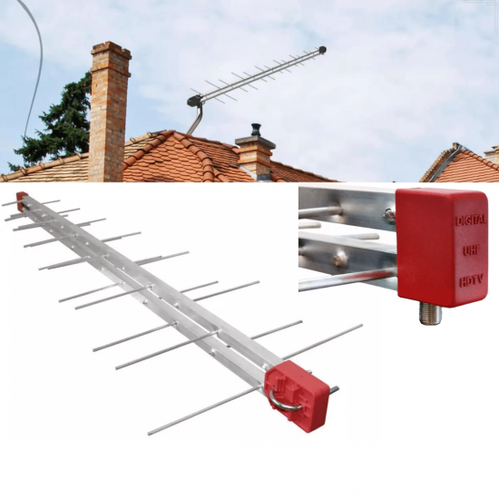 Antena Tv Digital 4K Externa Log 28 Elementos Uhf Digital Hdtv