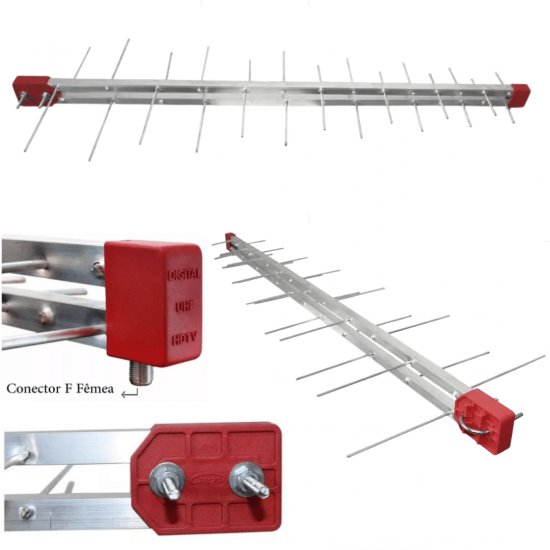 Antena Tv Digital 4K Externa Log 28 Elementos Uhf Digital Hdtv