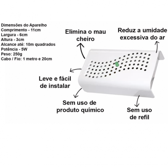 Desumidificador Anti Mofo Eletrônico Anti Ácaro Fungos 110V