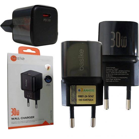 Carregador Turbo 30w Usb-c Compacto Última Geração Universal Basike