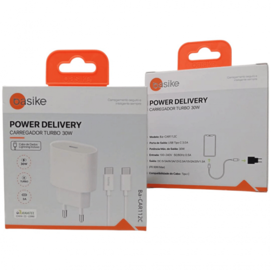 Fonte Carregador PD USB C 30W Turbo Anatel Rápido Original Tomada Android Iphone