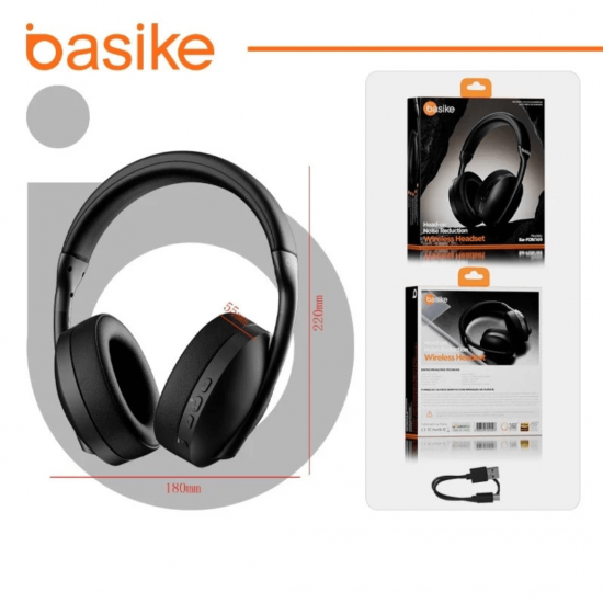 Fone de Ouvido Bluetooth Basike Cancelamento de Ruído Ativo Headphone Bluetooth 5.3 Headset com Microfone, 20h de Música