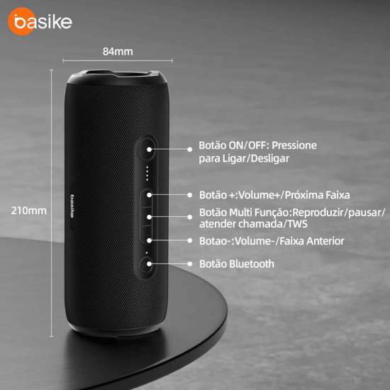 Caixa De Som Bluetooth Extra Bass Portatil Subwoofer Ipx6 Basike
