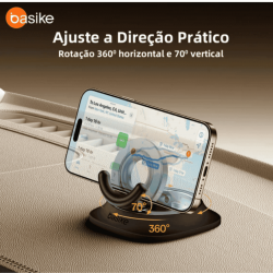 BA-SPO284 SUPORTE VEICULAR, COM SUCCAO, UNIVERSAL, ROTACAO 360, MATERIAL ABS, MARCA BASIKE.