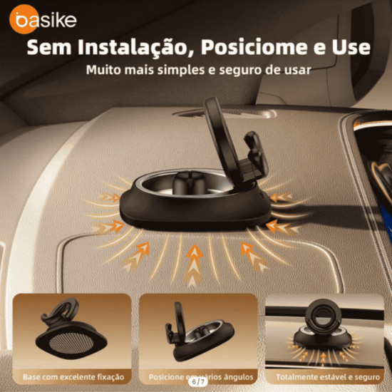 BA-SPO284 SUPORTE VEICULAR, COM SUCCAO, UNIVERSAL, ROTACAO 360, MATERIAL ABS, MARCA BASIKE.