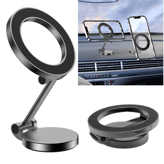 BA-SPO378 SUPORTE MAGNETICO DOBRAVEL DE METAL COMUM PARA CELULAR USO MESA | VEICULAR