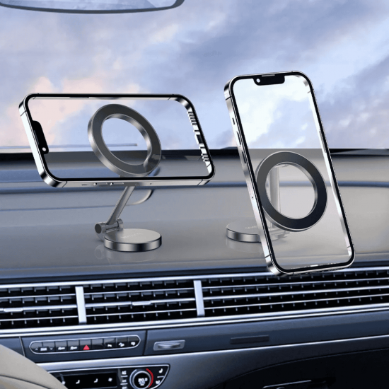 BA-SPO378 SUPORTE MAGNETICO DOBRAVEL DE METAL COMUM PARA CELULAR USO MESA | VEICULAR