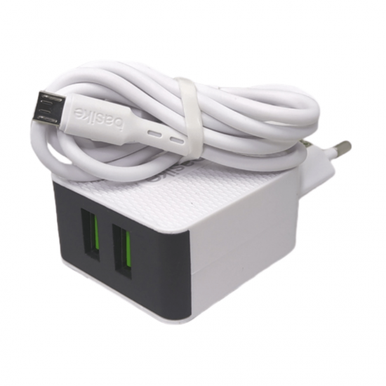 Carregador v8 android celular 2 entradas usb fonte tomada turbo rápida