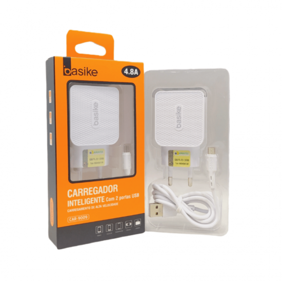 Carregador v8 android celular 2 entradas usb fonte tomada turbo rápida