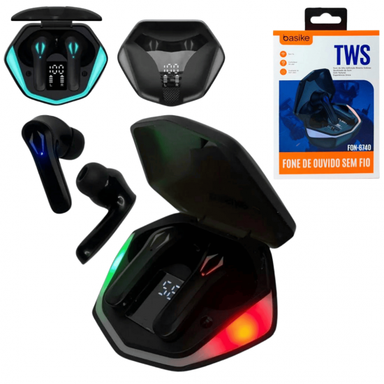 BAFON-6740 FONE DE OUVIDO, SEM FIO, MARCA BASIKE - PRETO