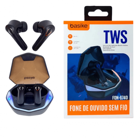 BAFON-6740 FONE DE OUVIDO, SEM FIO, MARCA BASIKE - PRETO