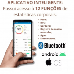 Balança Bioimpedancia Digital Bluetooth Corporal até 180kg Resultado Pelo Celular