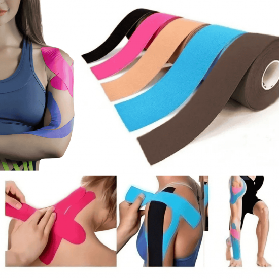 Fita Knesio Tape Bandagem adesiva funcional alivia a dor lesão atleta Tape Ortopedia Fisioterapia Rolo Adesivo