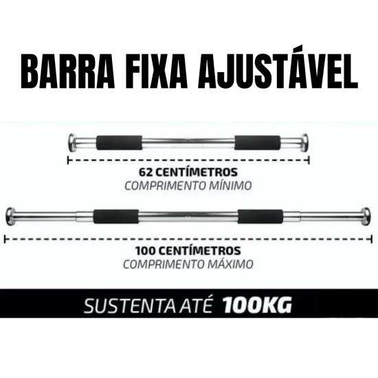 Barra de Flexão para Porta Exercícios Treino Regulável 60 a 100Cm Fixa