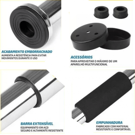 Barra de Flexão para Porta Exercícios Treino Regulável 60 a 100Cm Fixa