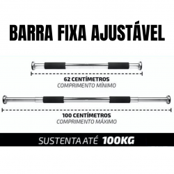 Barra de Flexão para Porta Exercícios Treino Regulável 60 a 100Cm Fixa