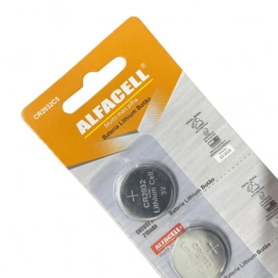Bateria Cr2032 Lithium Alfacell Original 5 Unidades 3V - Pilha Marca alfacell