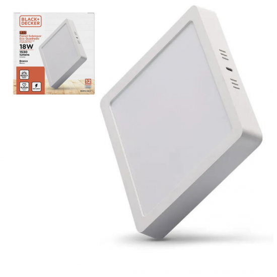 kit 10 Painel Led Plafon Luminaria 18w Quadrado Sobrepor 6500k Branco Frio black + decker